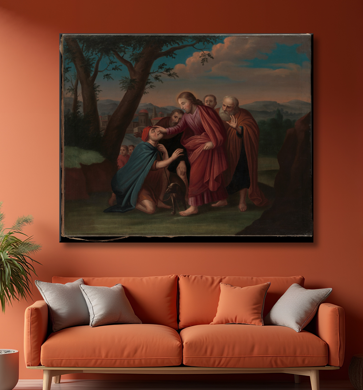 Reproduction Christ guérissant l'aveugle de Gerardus Duyckinck I avec decor