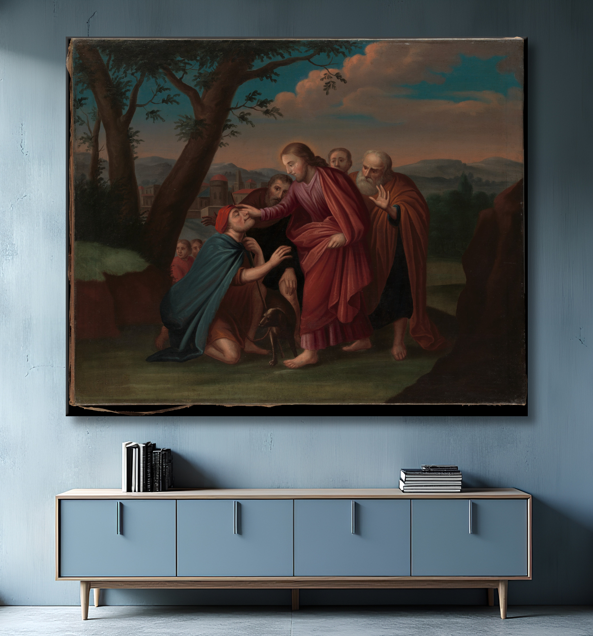 Reproduction Christ guérissant l'aveugle de Gerardus Duyckinck I avec decor