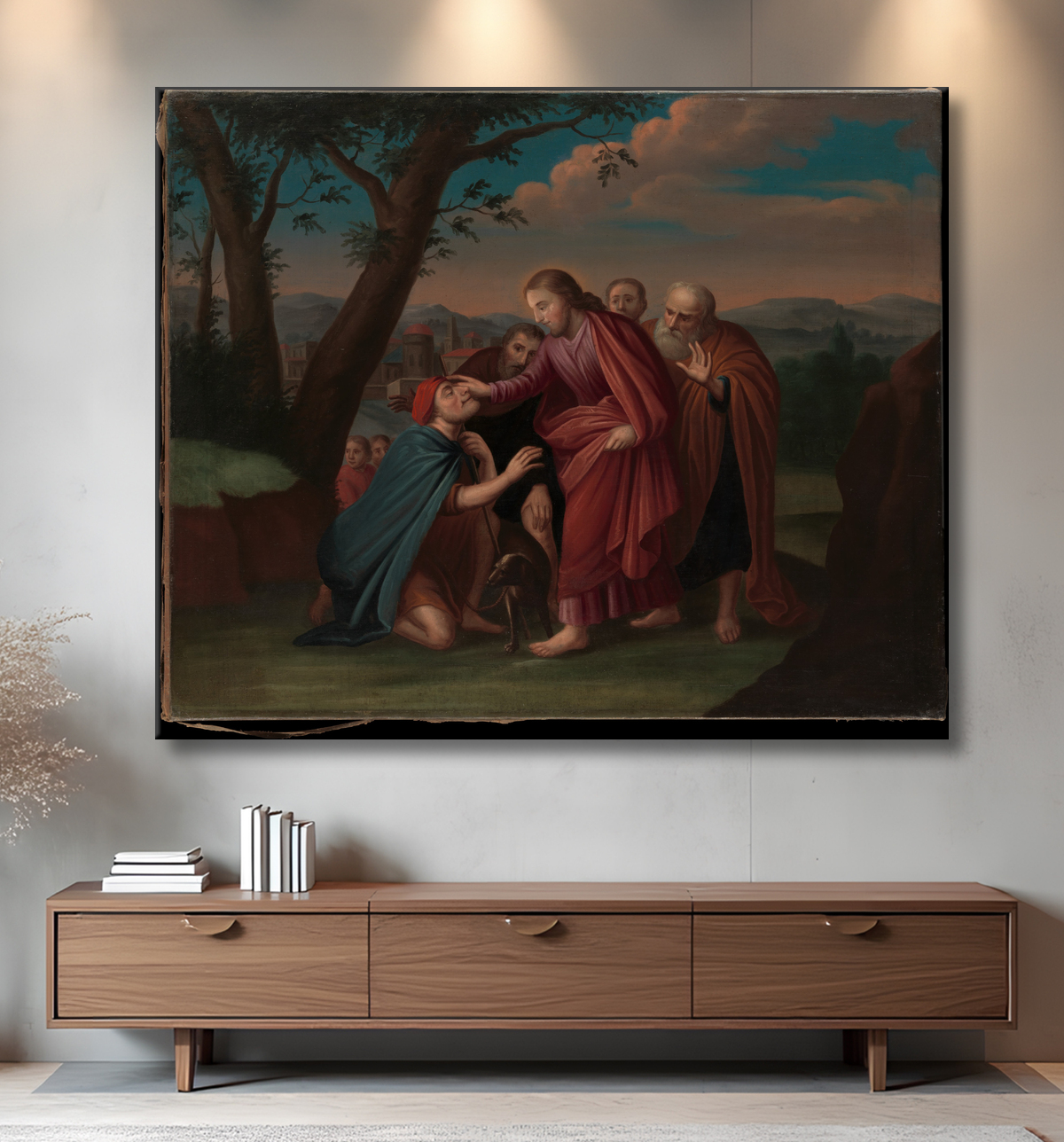Reproduction Christ guérissant l'aveugle de Gerardus Duyckinck I avec decor