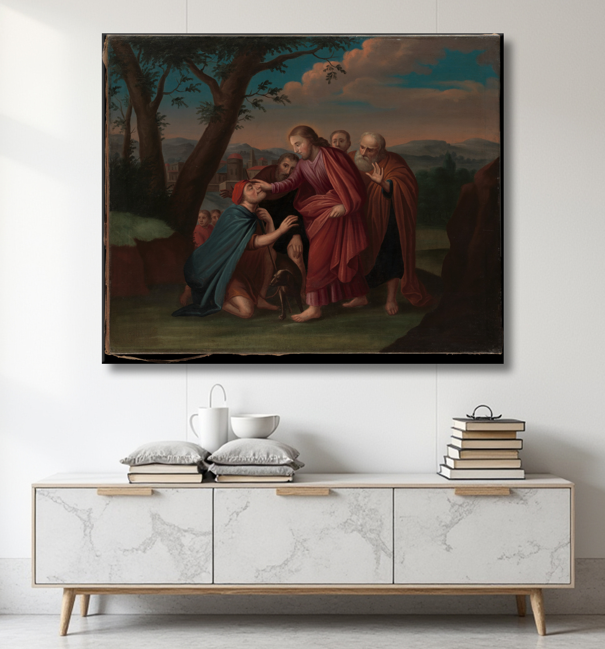Reproduction Christ guérissant l'aveugle de Gerardus Duyckinck I avec decor