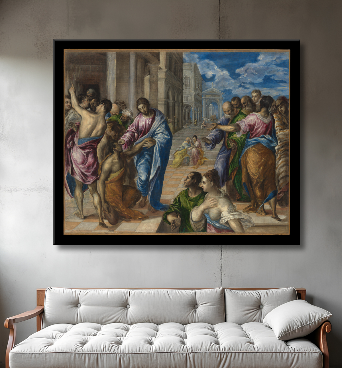 Reproduction Christ guérissant les aveugles de El Greco (Domenikos Theotokopoulos) avec decor