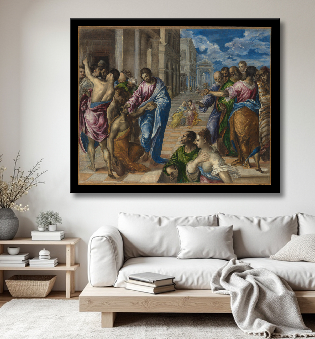 Reproduction Christ guérissant les aveugles de El Greco (Domenikos Theotokopoulos) avec decor