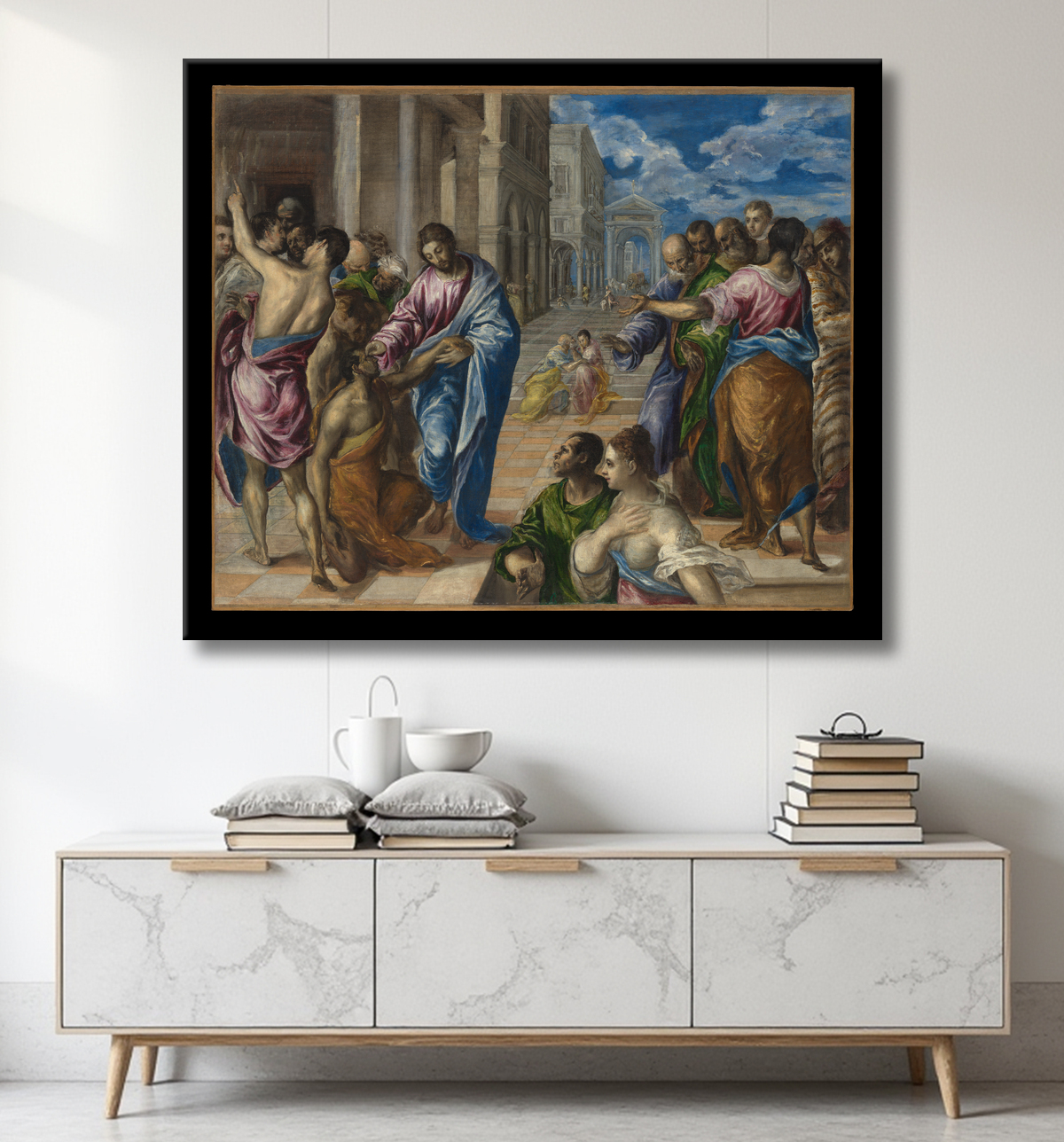 Reproduction Christ guérissant les aveugles de El Greco (Domenikos Theotokopoulos) avec decor