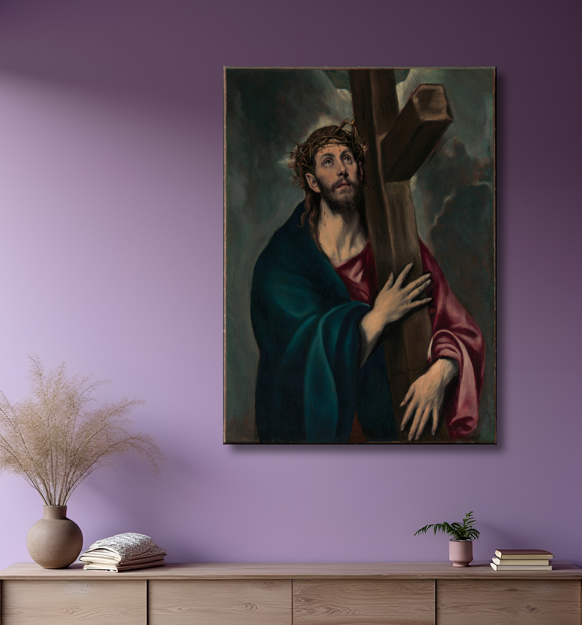 Reproduction Christ portant la croix de El Greco (Domenikos Theotokopoulos) avec decor
