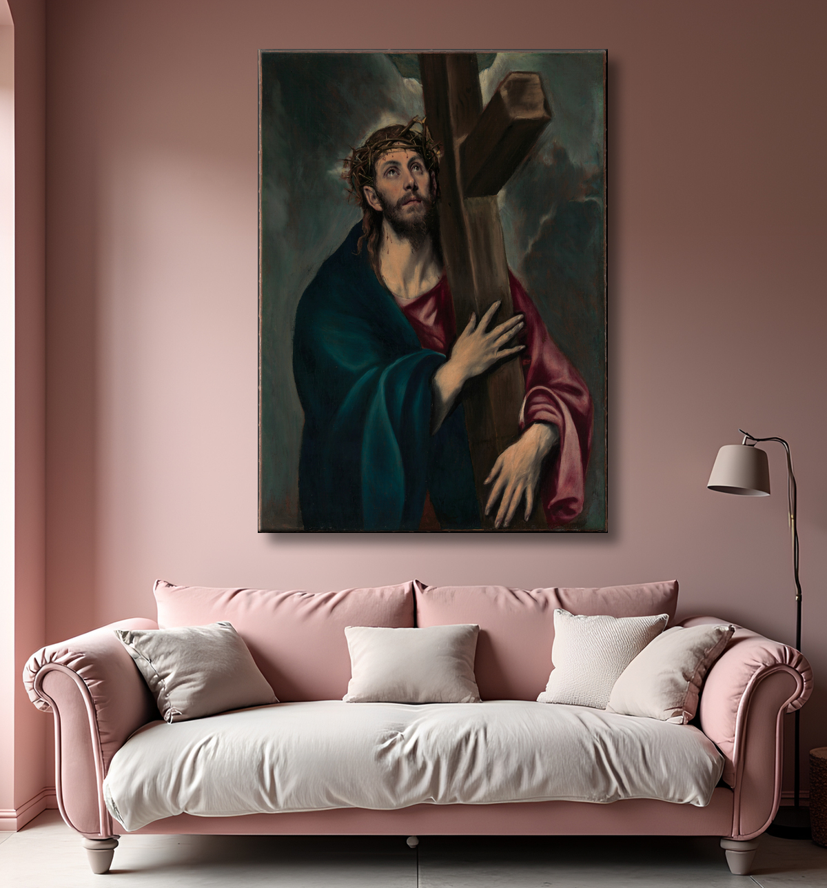 Reproduction Christ portant la croix de El Greco (Domenikos Theotokopoulos) avec decor