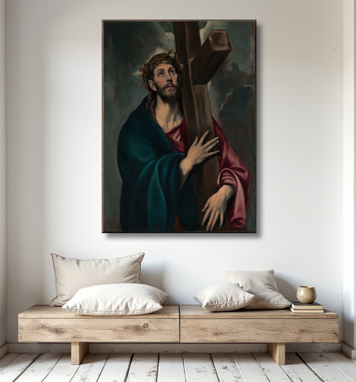 Reproduction Christ portant la croix de El Greco (Domenikos Theotokopoulos) avec decor