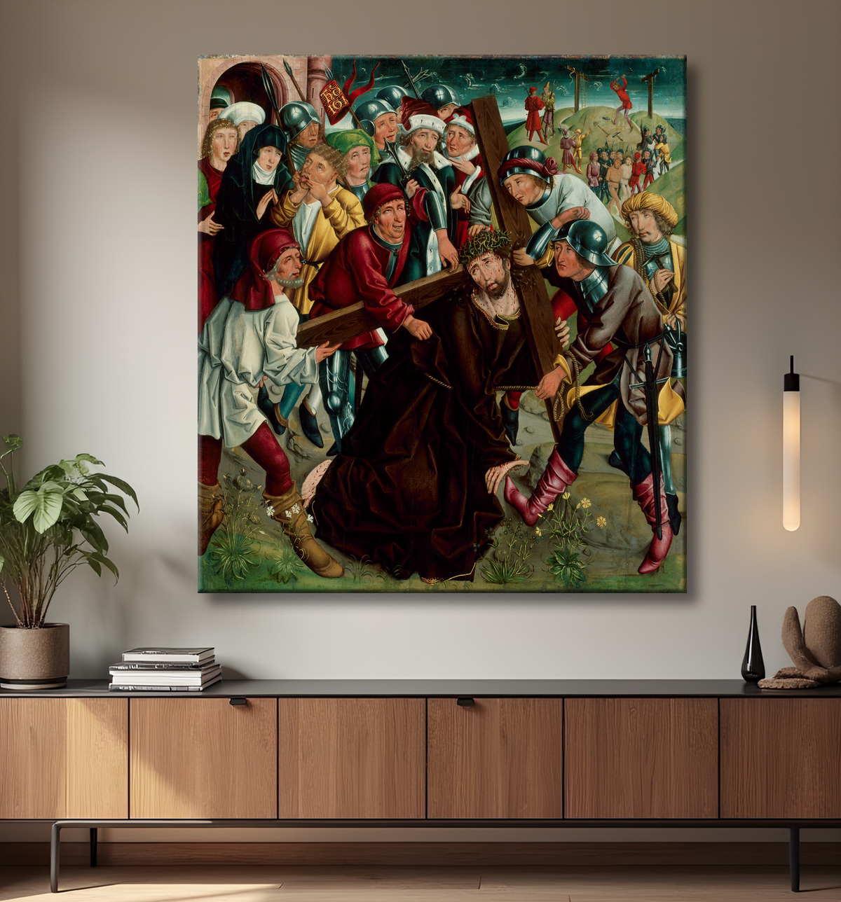 Reproduction Christ portant la croix de Master of the Freising Visitation avec decor