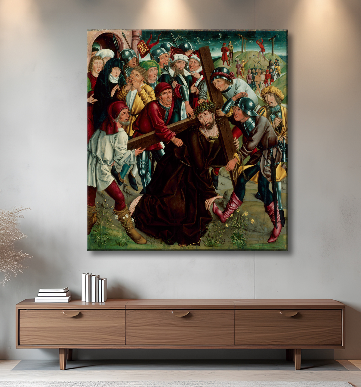 Reproduction Christ portant la croix de Master of the Freising Visitation avec decor