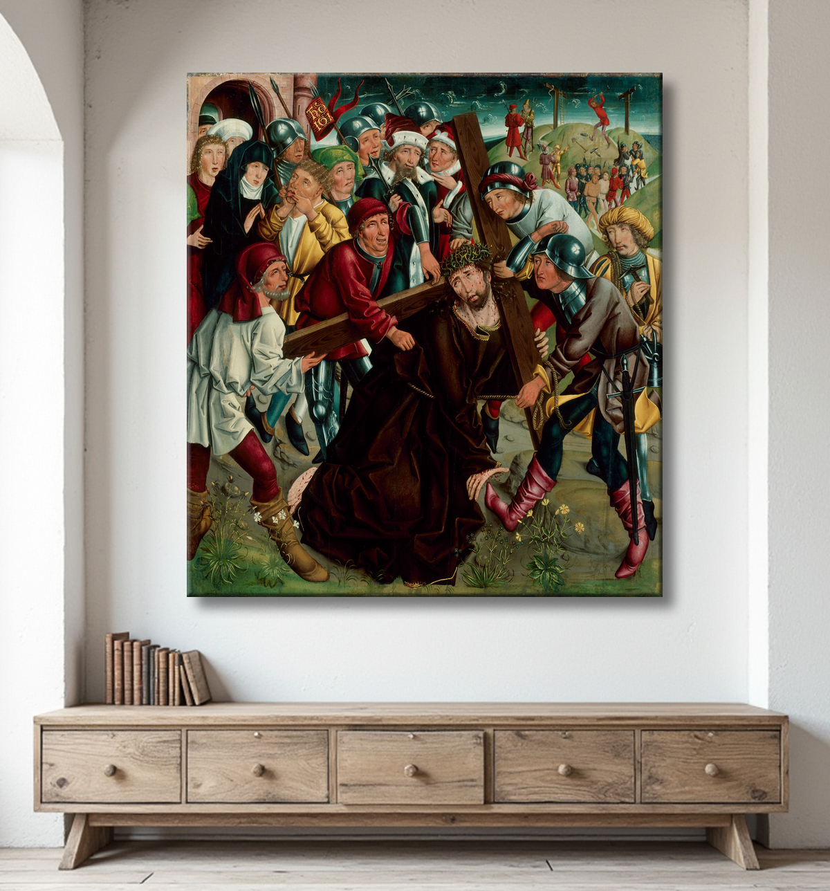Reproduction Christ portant la croix de Master of the Freising Visitation avec decor