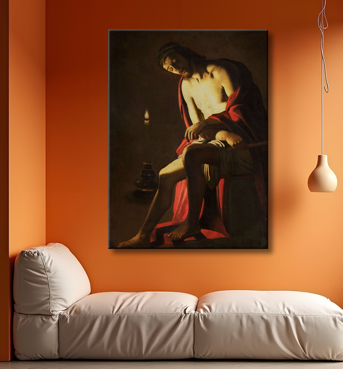 Reproduction Christ sur la pierre froide de Gerard van Honthorst avec decor