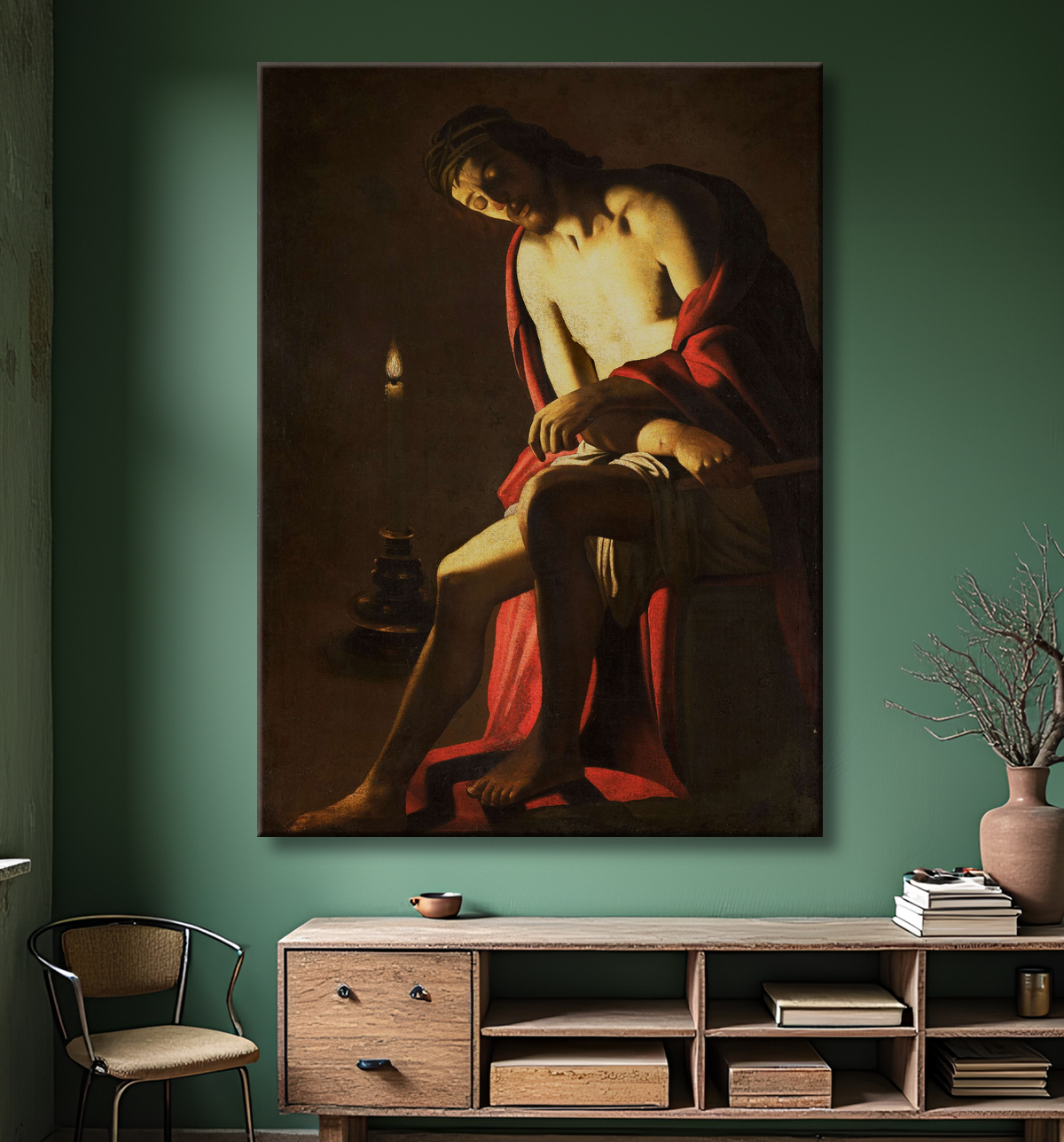 Reproduction Christ sur la pierre froide de Gerard van Honthorst avec decor