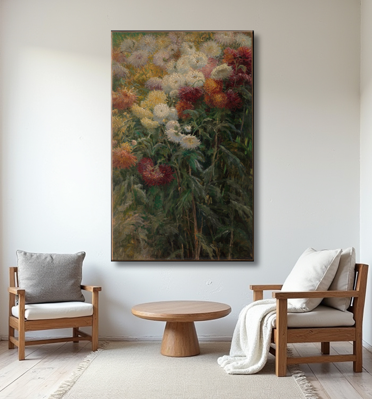 Reproduction Chrysanthèmes au jardin du Petit-Gennevilliers de Gustave Caillebotte avec decor