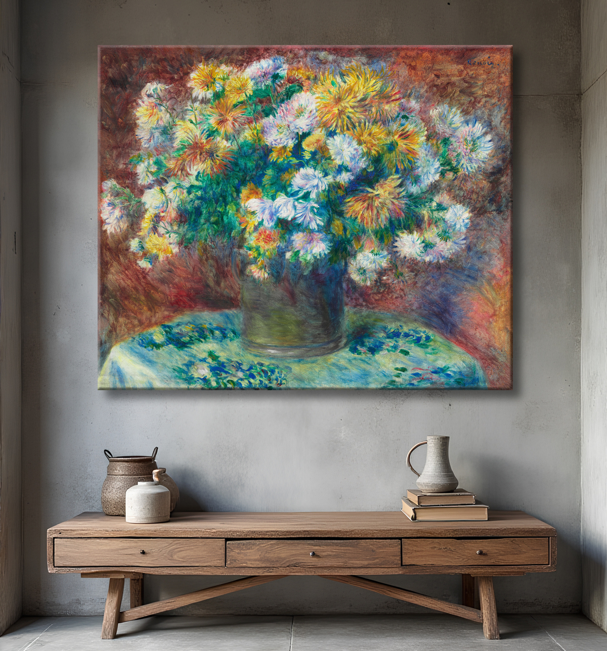 Reproduction Chrysanthèmes de Pierre-Auguste Renoir avec decor