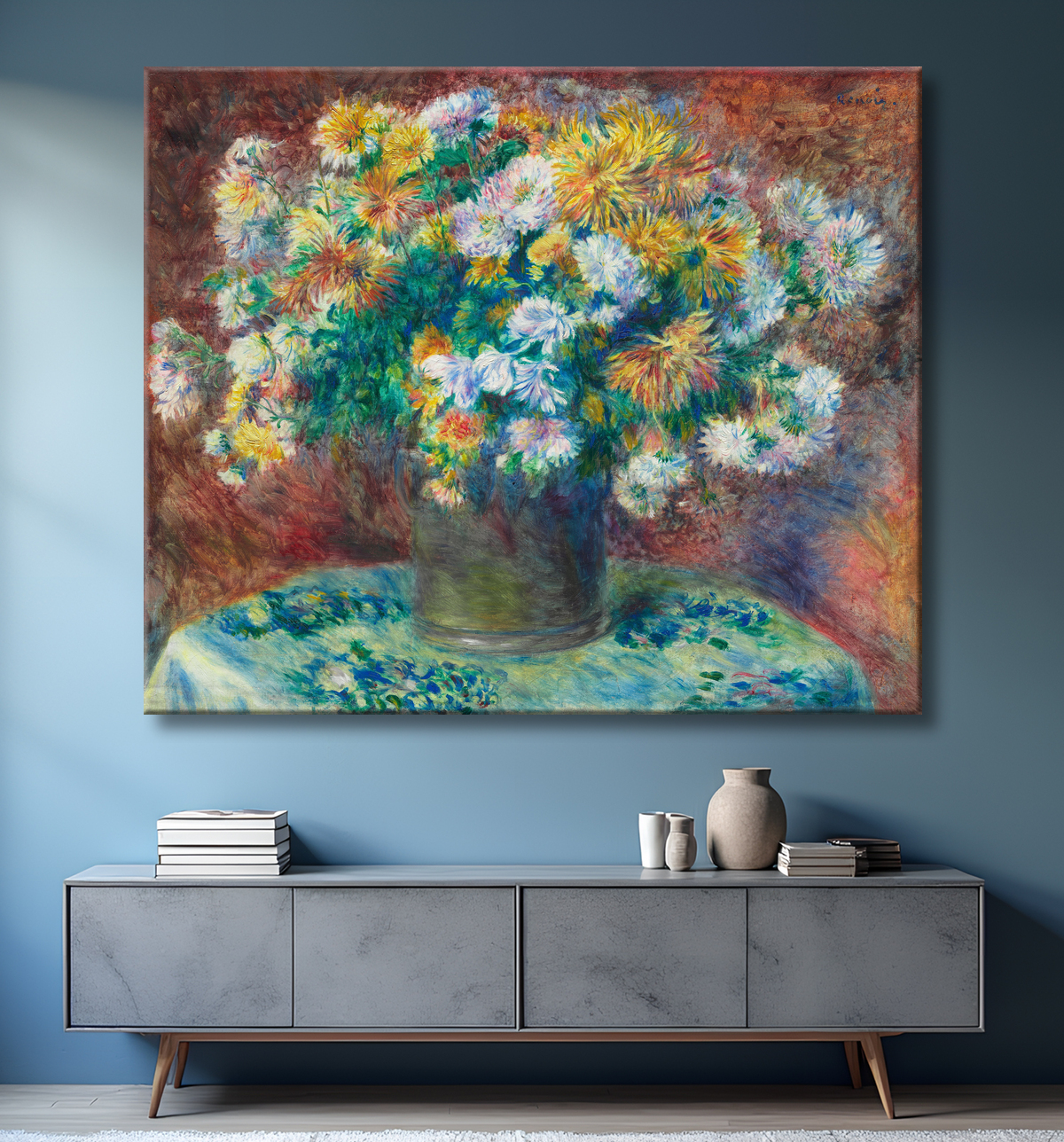 Reproduction Chrysanthèmes de Pierre-Auguste Renoir avec decor