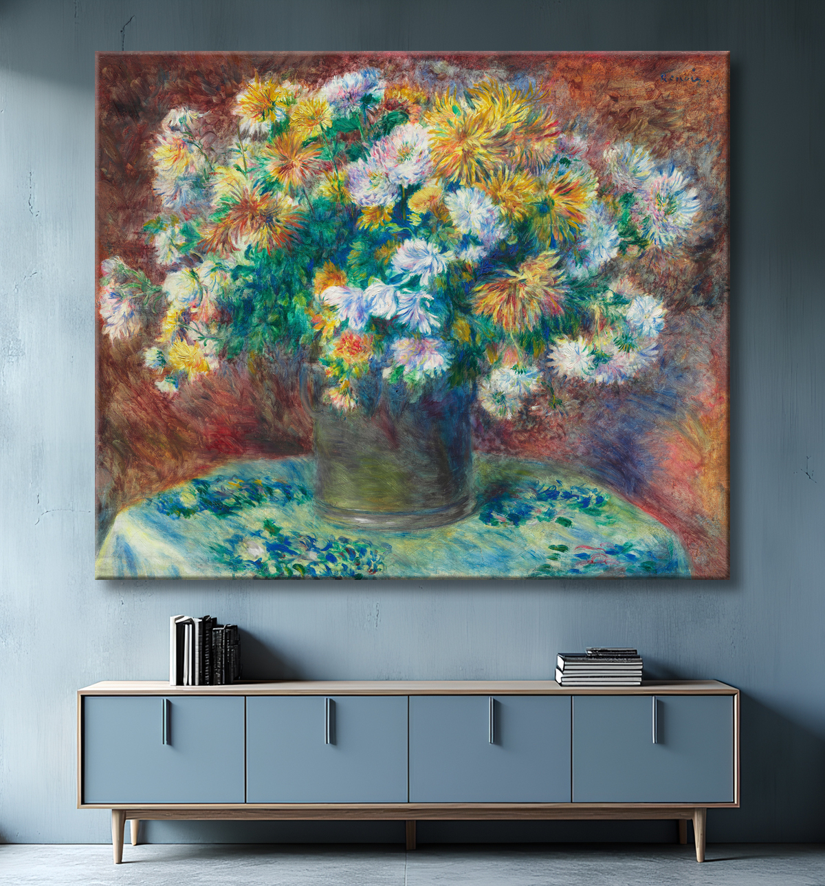 Reproduction Chrysanthèmes de Pierre-Auguste Renoir avec decor