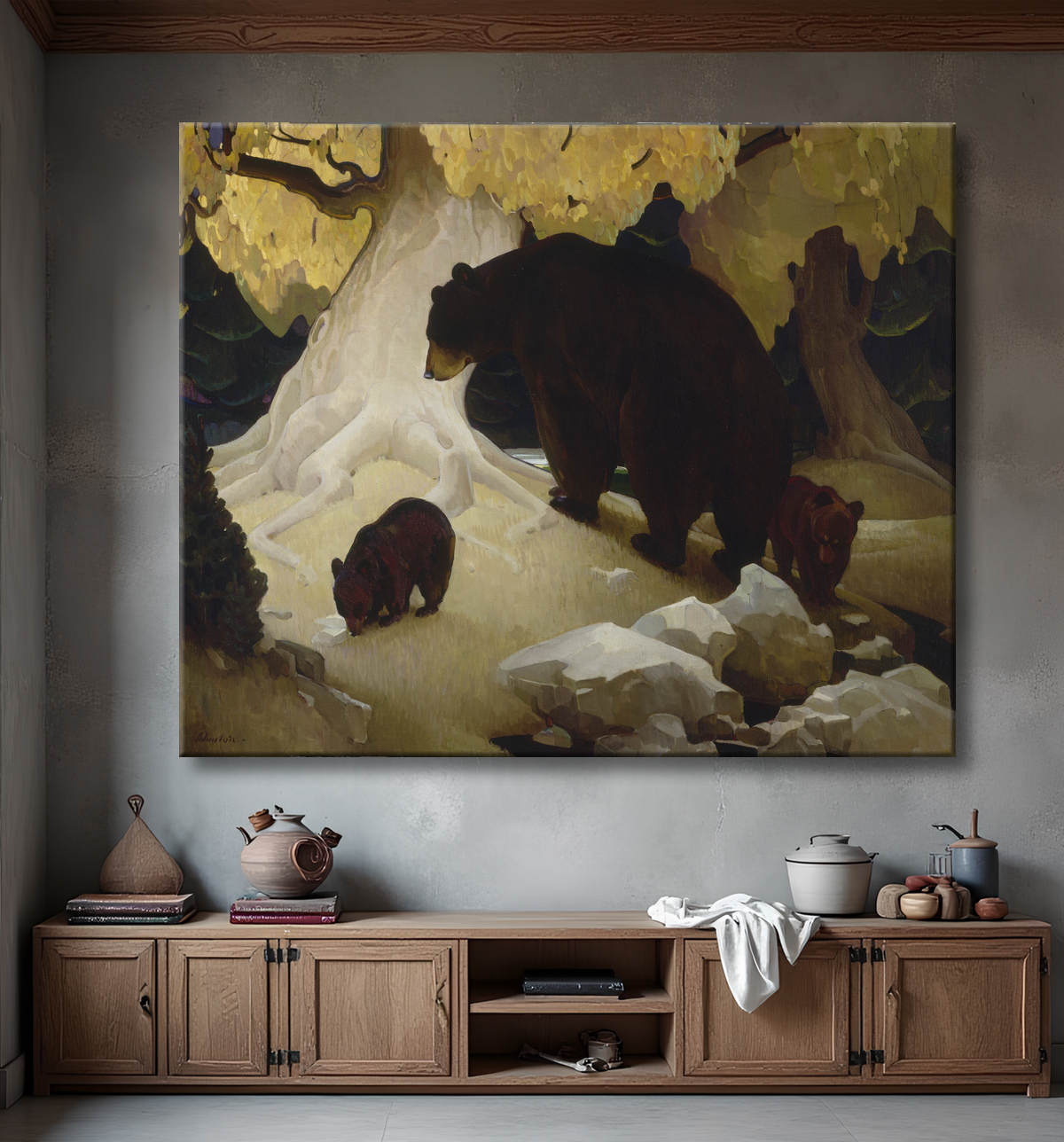 Reproduction Chute dans les contreforts de W. Herbert Dunton, born Augusta, ME 1878-died Taos, NM 1936 avec decor
