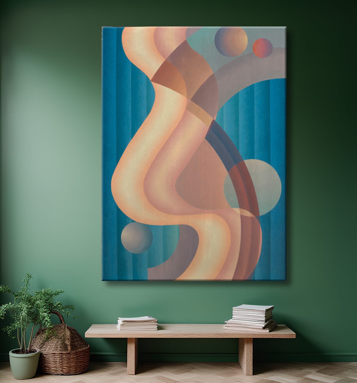 Reproduction Composition n° 61 de Stuart Walker, born Indiana 1904-died Albuquerque, NM 1940 avec decor