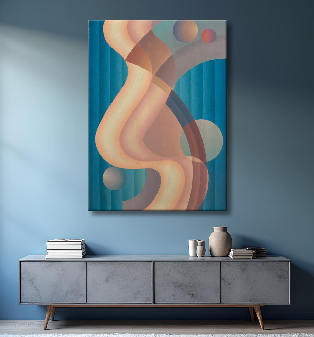 Reproduction Composition n° 61 de Stuart Walker, born Indiana 1904-died Albuquerque, NM 1940 avec decor