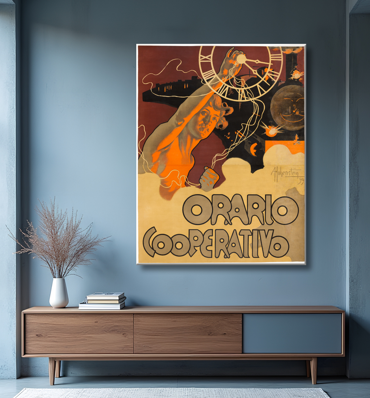 Reproduction Coopérative de temps de Adolf Hohenstein avec decor
