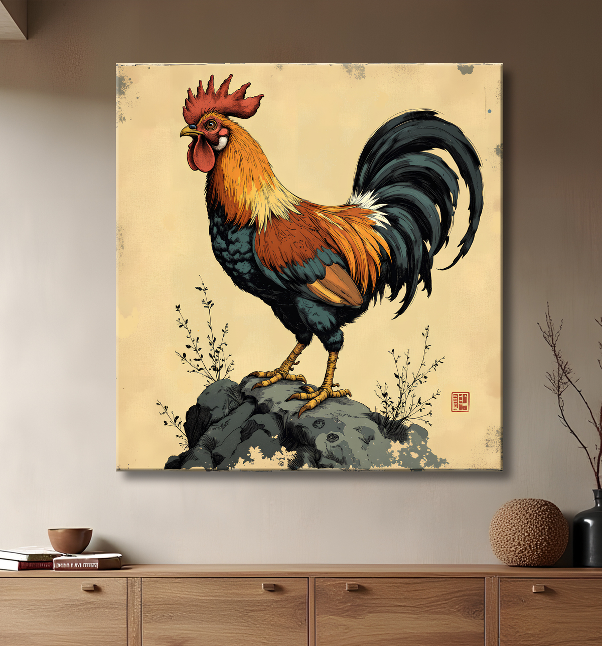 Tableau coq moderne - Décoration murale graphique et expressive avec decor