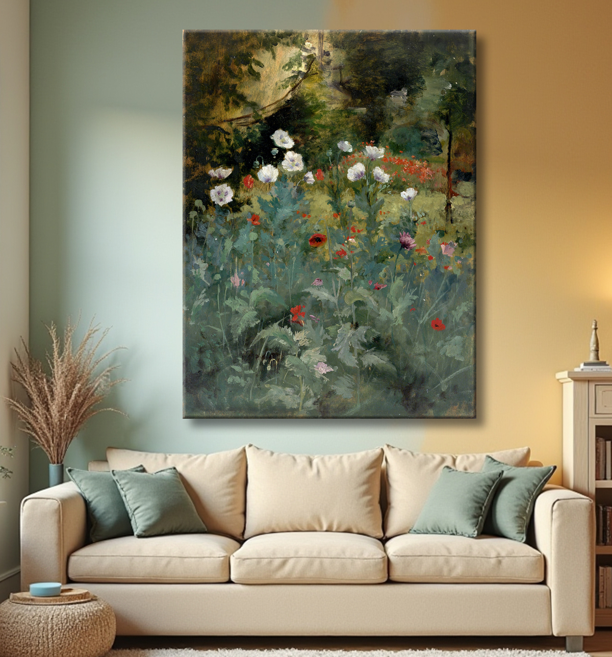 Reproduction Coquelicots de Eliphalet Fraser Andrews, born Steubenville, OH 1835-died Washington, DC 1915 avec decor