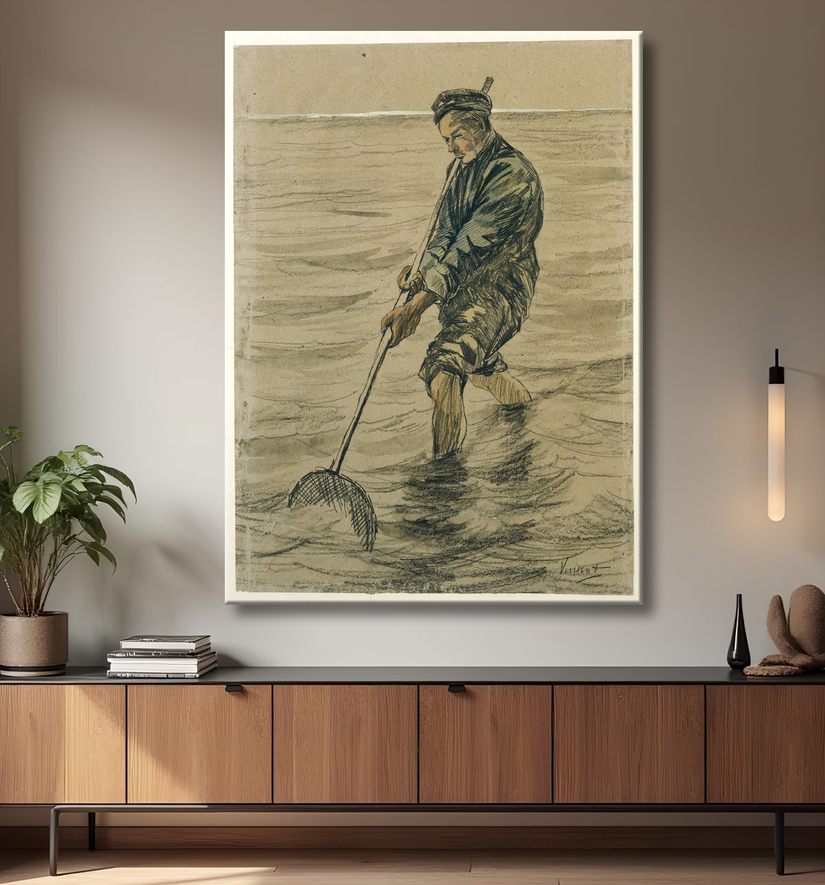 Reproduction coquillage de Vincent van Gogh avec decor