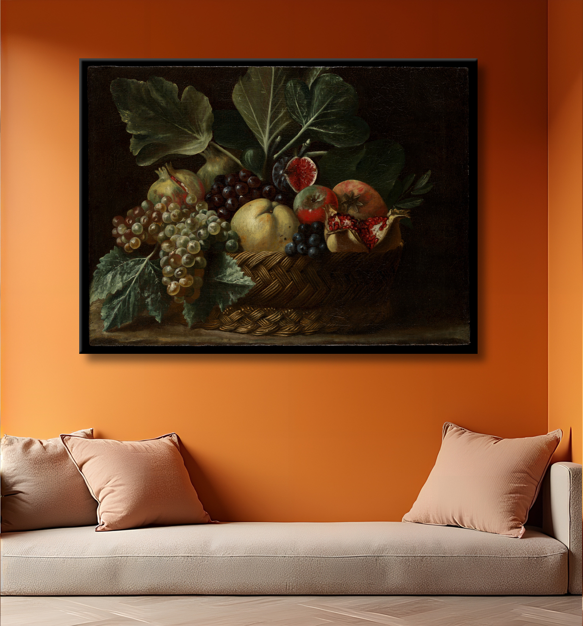 Reproduction Corbeille de fruits de Bartolomeo Cavarozzi avec decor