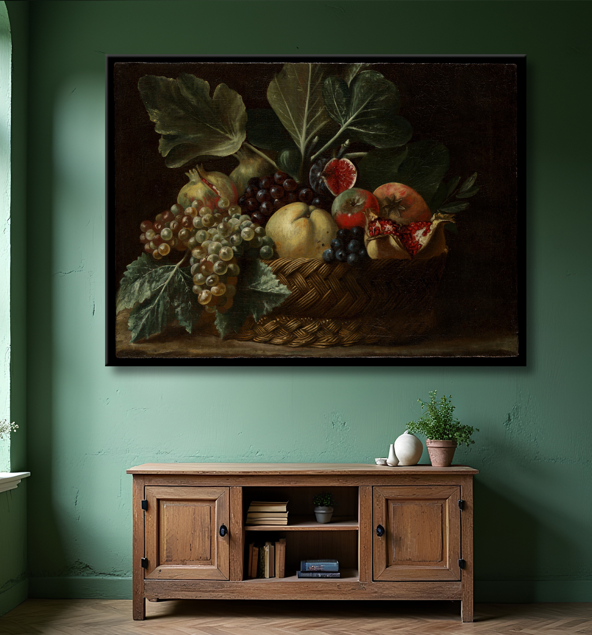 Reproduction Corbeille de fruits de Bartolomeo Cavarozzi avec decor
