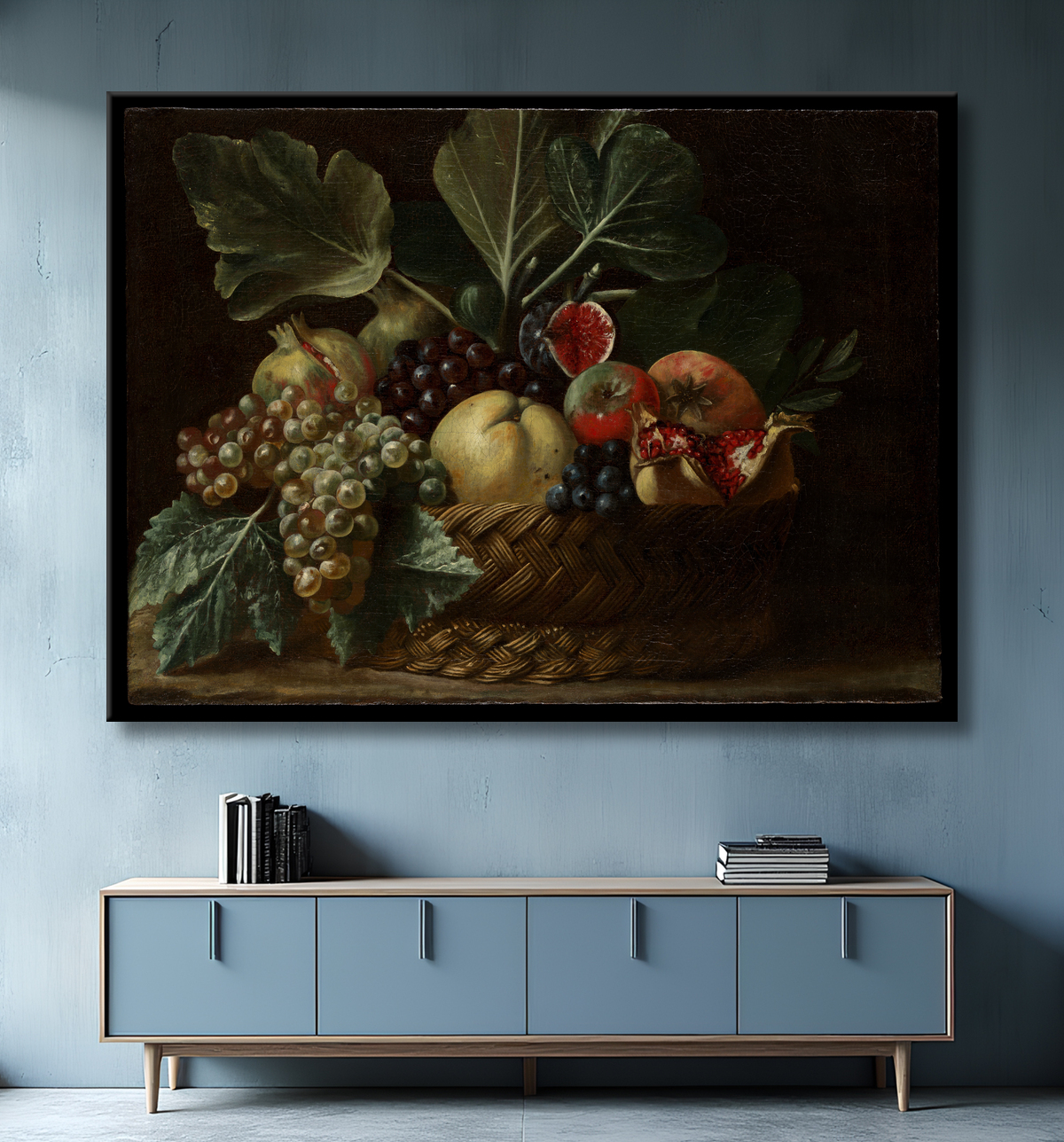 Reproduction Corbeille de fruits de Bartolomeo Cavarozzi avec decor
