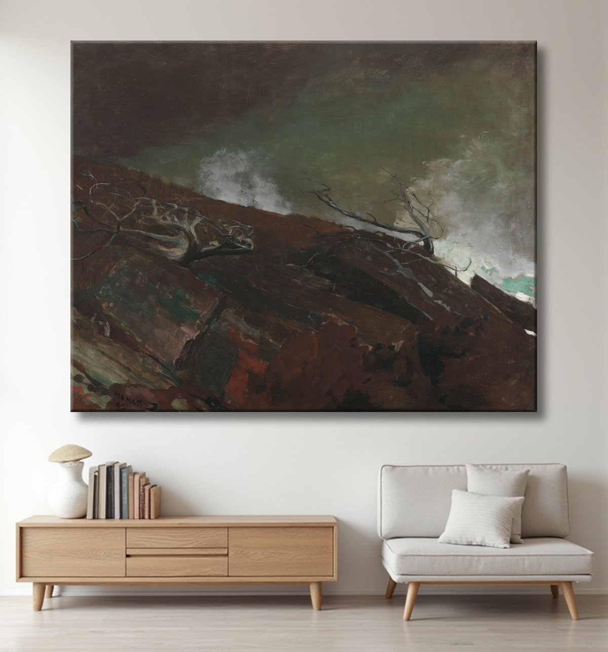 Reproduction Côte du Maine de Winslow Homer avec decor