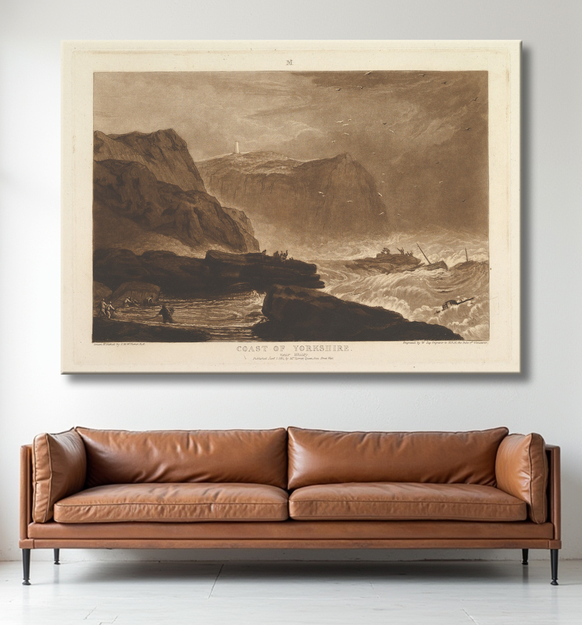 Reproduction Côte du Yorkshire, près de Whitby (Liber Studiorum, partie V, planche 24) de Joseph Mallord William Turner avec decor