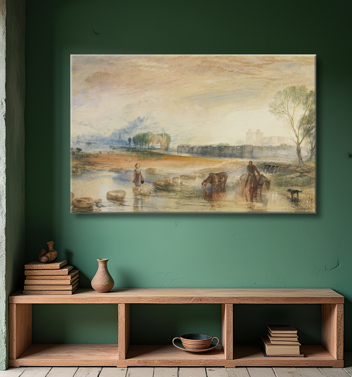 Reproduction Coucher de soleil et lever de lune de Joseph Mallord William Turner avec decor