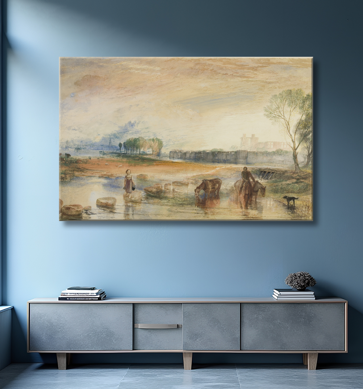 Reproduction Coucher de soleil et lever de lune de Joseph Mallord William Turner avec decor