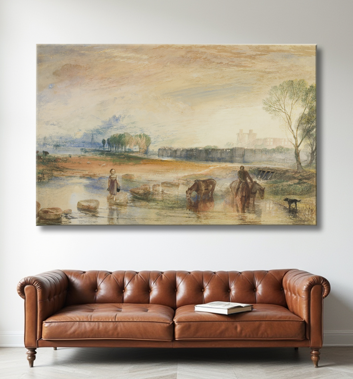Reproduction Coucher de soleil et lever de lune de Joseph Mallord William Turner avec decor