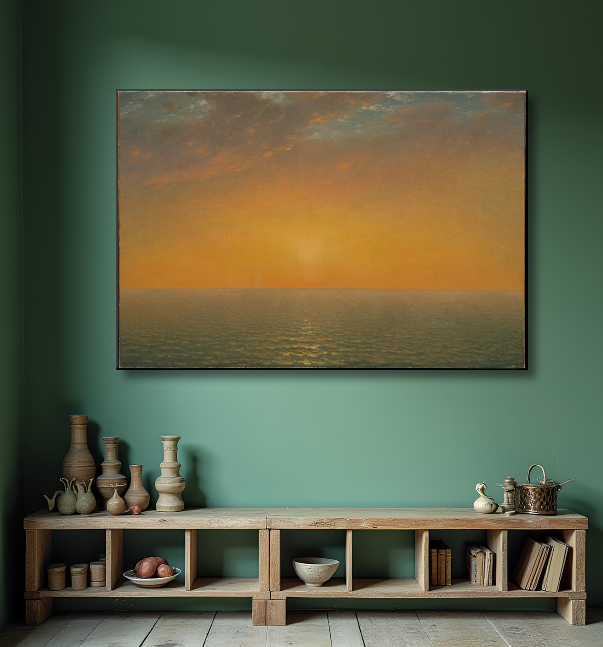 Reproduction Coucher de soleil sur la mer de John Frederick Kensett avec decor