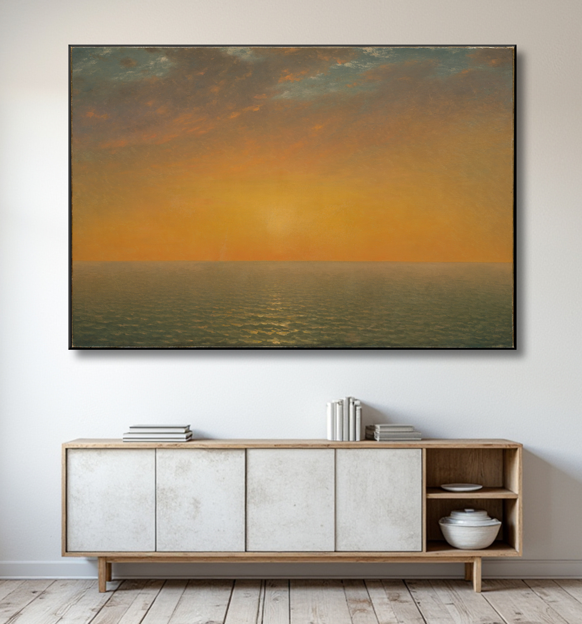 Reproduction Coucher de soleil sur la mer de John Frederick Kensett avec decor