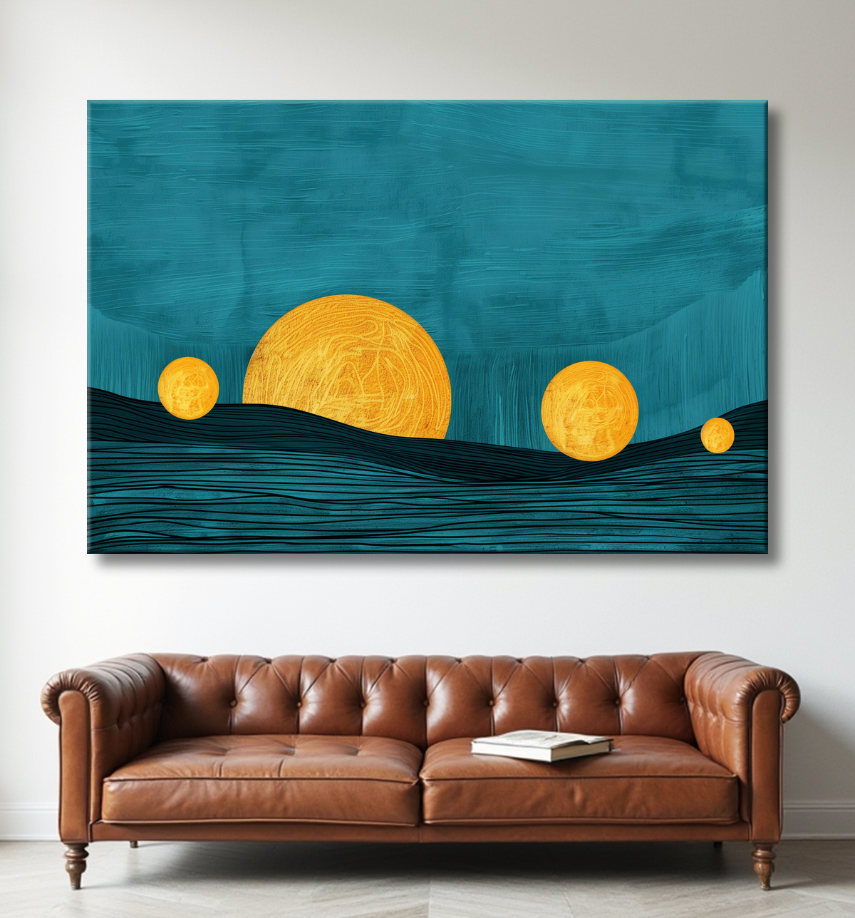 Tableau abstrait coucher de soleils avec decor
