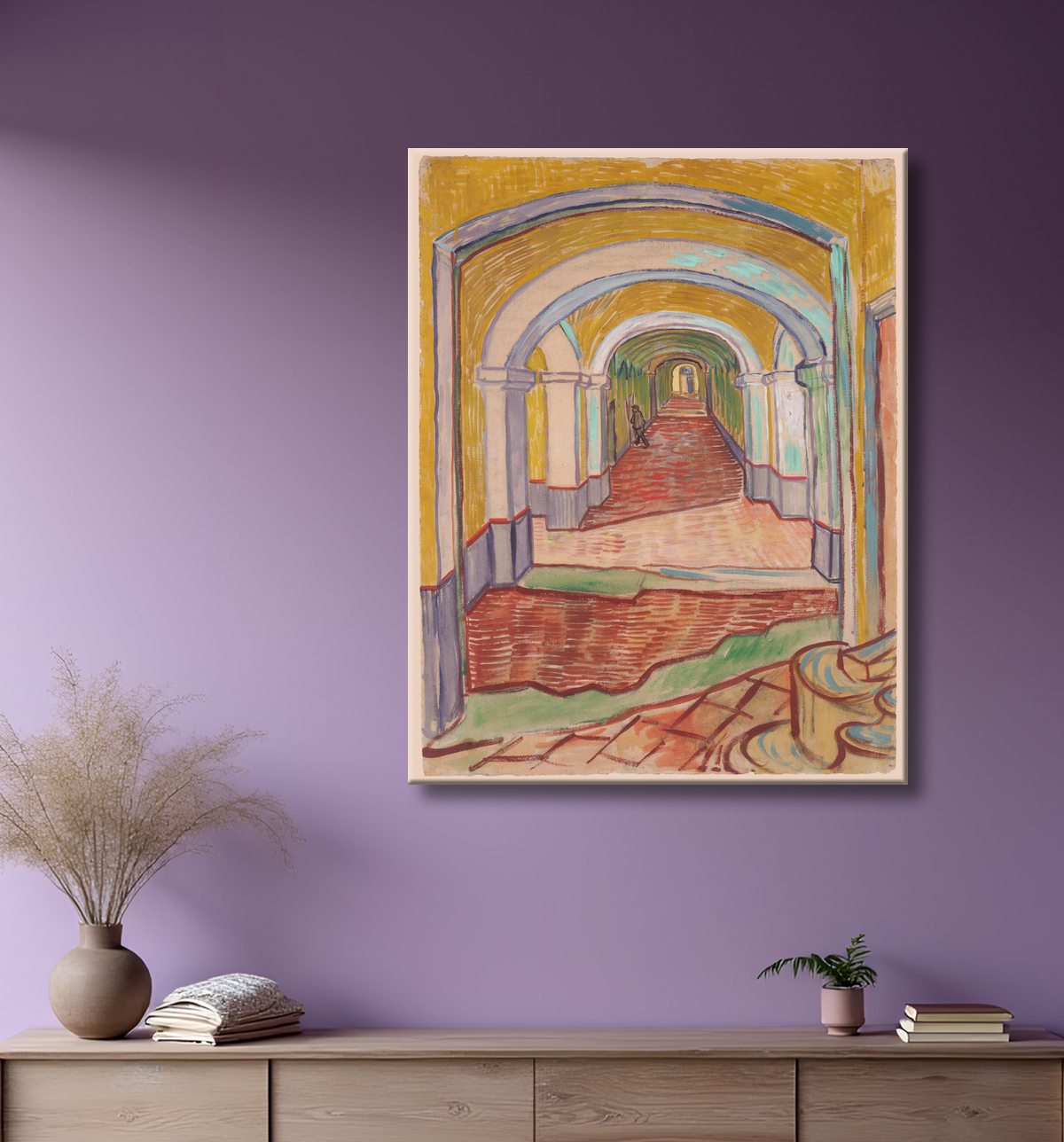 Reproduction Couloir dans l'asile de Vincent van Gogh avec decor