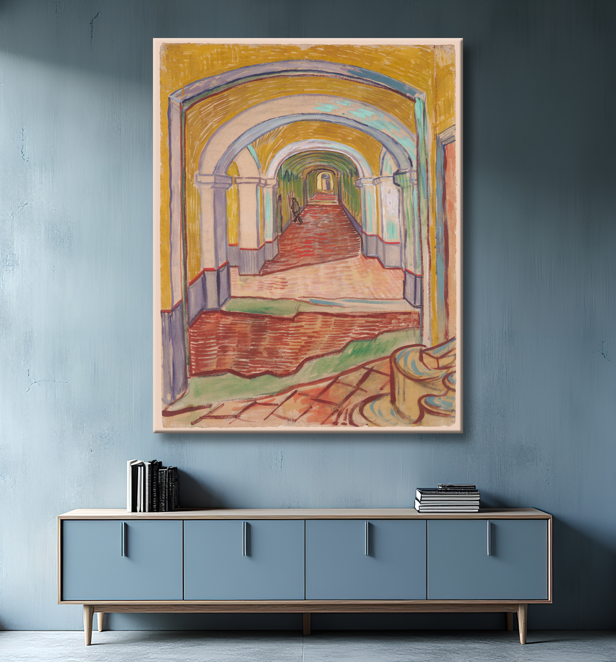 Reproduction Couloir dans l'asile de Vincent van Gogh avec decor