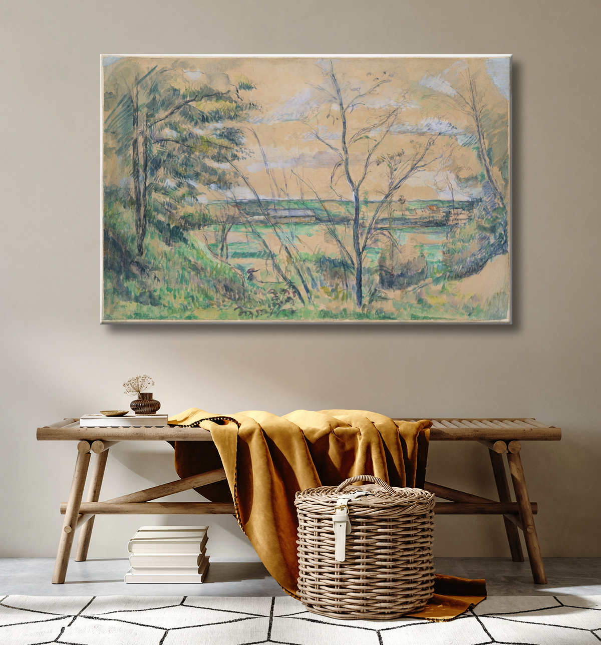 Reproduction Dans la vallée de l'Oise de Paul Cézanne avec decor
