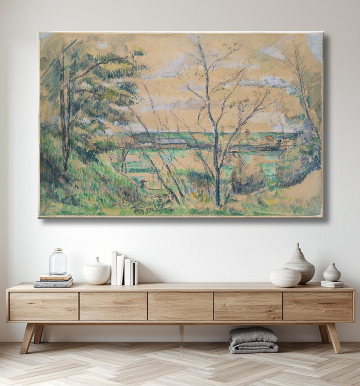 Reproduction Dans la vallée de l'Oise de Paul Cézanne avec decor