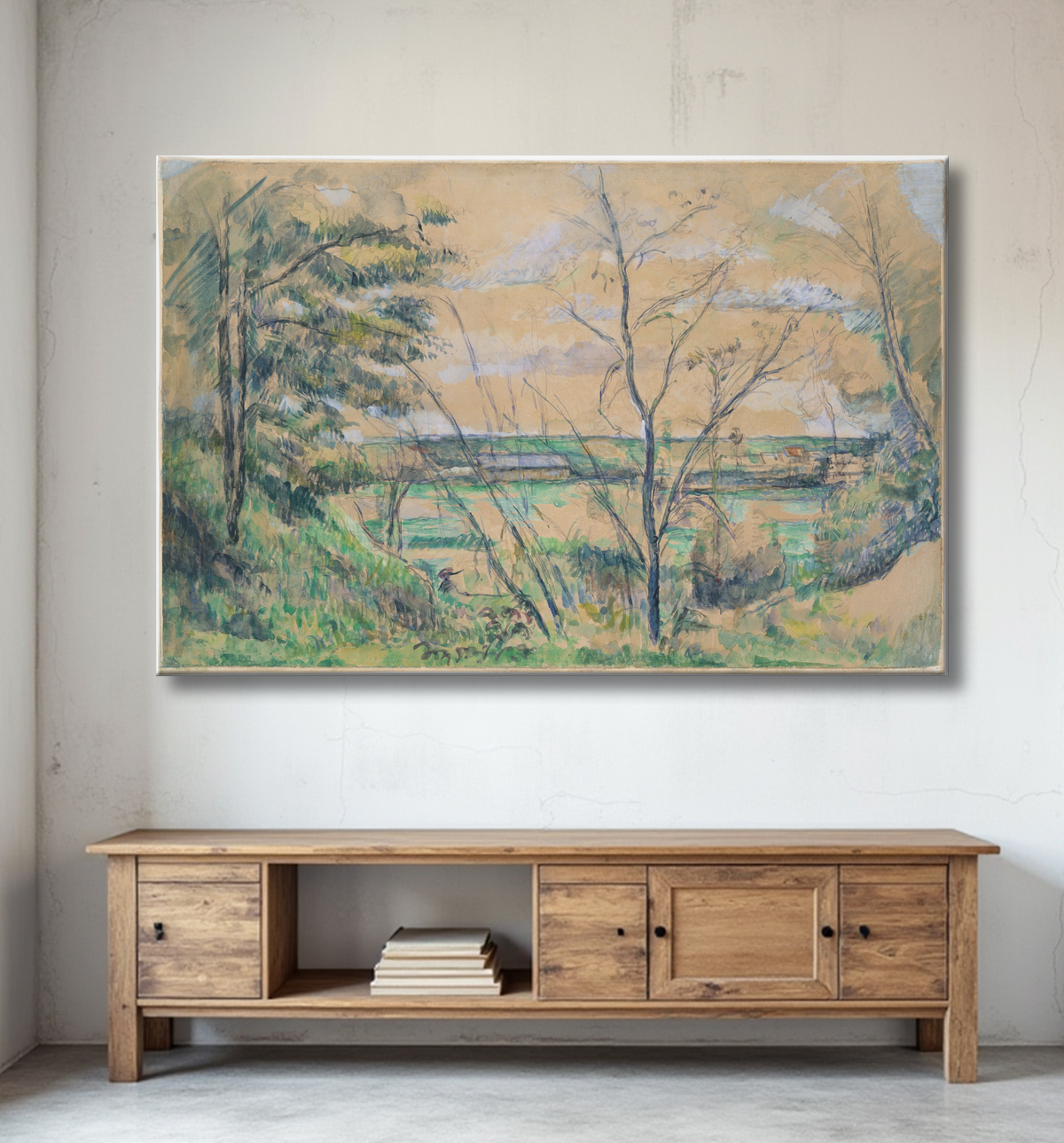 Reproduction Dans la vallée de l'Oise de Paul Cézanne avec decor