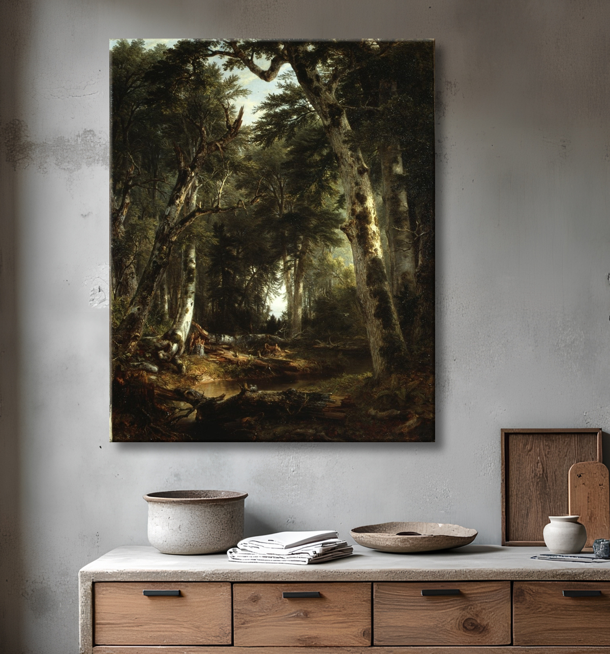 Reproduction Dans les bois de Asher Brown Durand avec decor