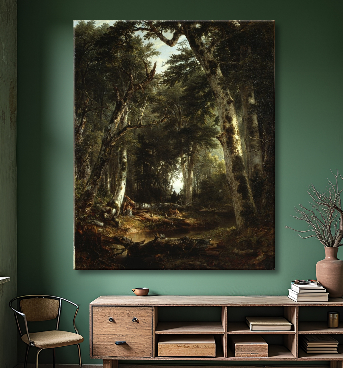Reproduction Dans les bois de Asher Brown Durand avec decor