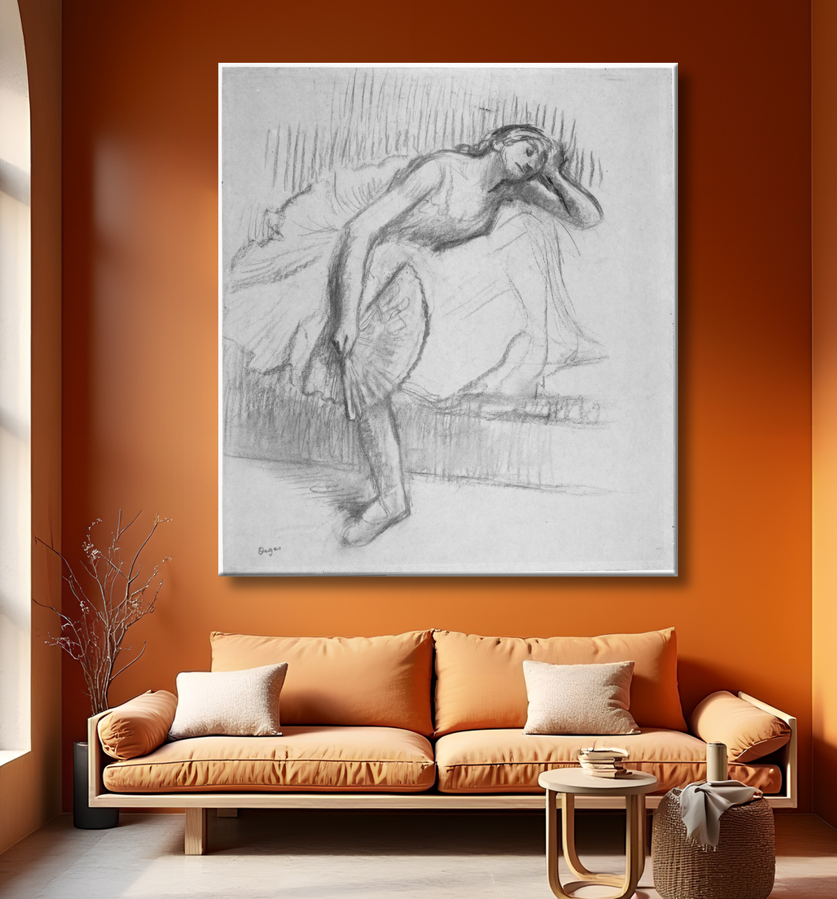 Reproduction Danseur au repos avec un ventilateur de Hilaire Germain Edgar Degas avec decor
