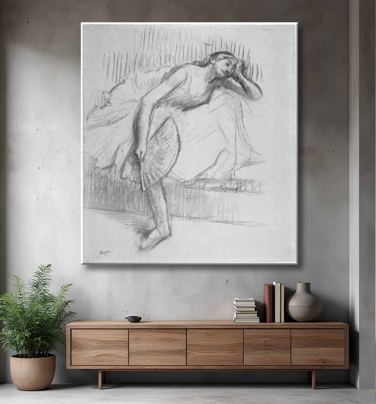 Reproduction Danseur au repos avec un ventilateur de Hilaire Germain Edgar Degas avec decor