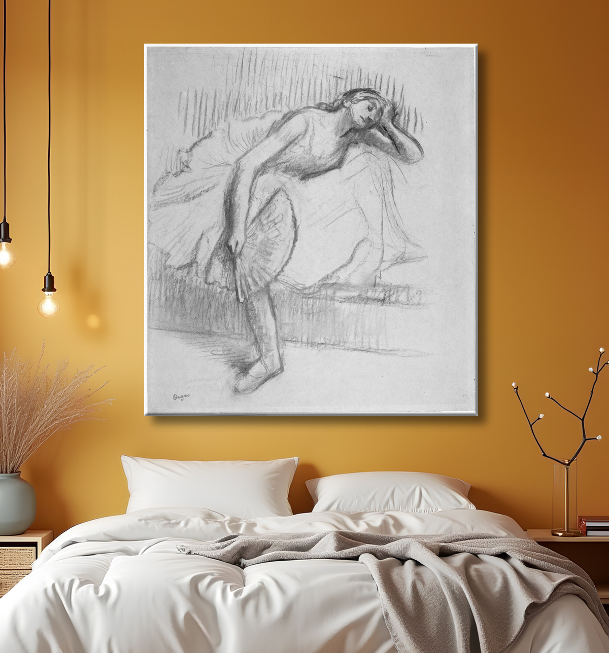 Reproduction Danseur au repos avec un ventilateur de Hilaire Germain Edgar Degas avec decor