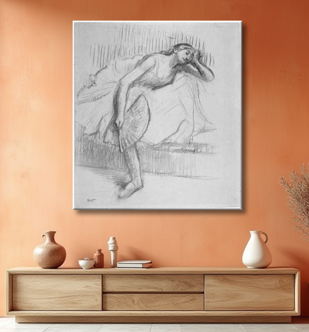 Reproduction Danseur au repos avec un ventilateur de Hilaire Germain Edgar Degas avec decor