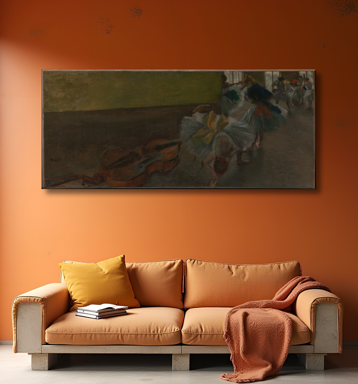Reproduction Danseurs dans la salle de répétition avec contrebasse de Edgar Degas avec decor