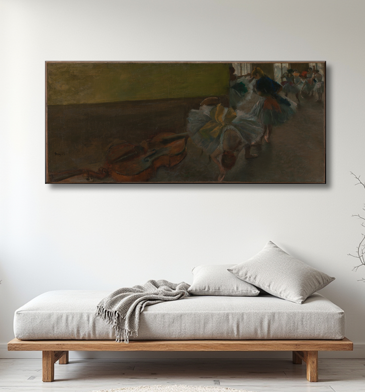Reproduction Danseurs dans la salle de répétition avec contrebasse de Edgar Degas avec decor